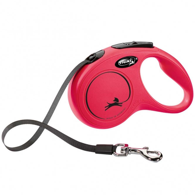 FLEXI Rollleine New CLASSIC Gurt - 5m bis - Rot - Flexi