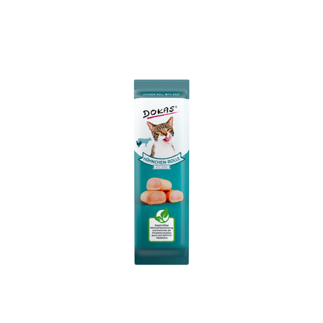 Dokas Cat Snack Hühnchen-Rolle mit Rind 10g - Dokas