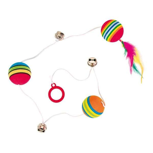 Trixie 3 Rainbow-Bälle am Gummiband mit Glöckchen - Trixie