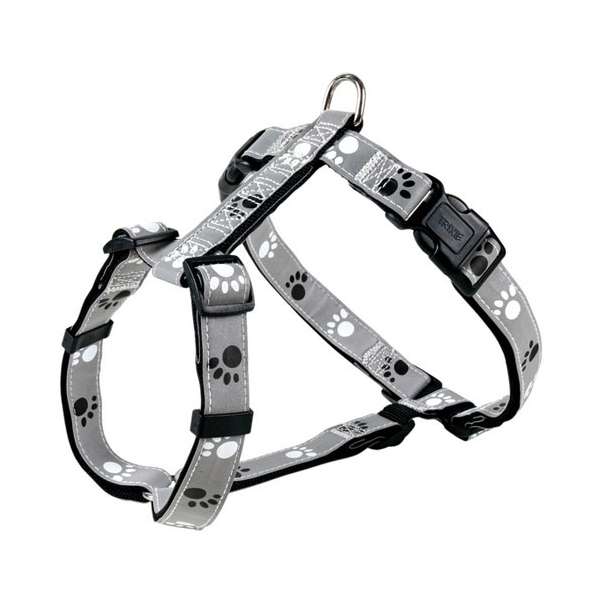 Trixie Geschirr Silver Reflect - Pfotenmotiv - 49?65 cm / 20mm - Trixie