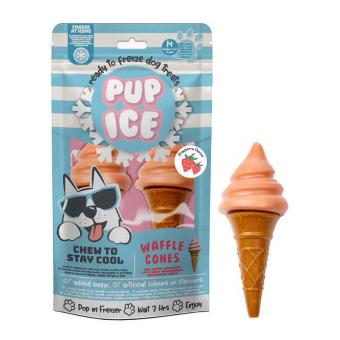 Pup Ice Waffle Cones Strawberry M - Imaginelles - Pup Ice