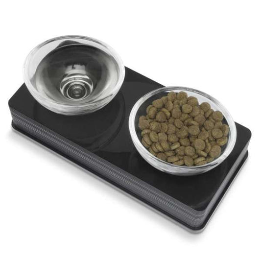 CATIT Style Glass Diner Doppelnapfständer - Schwarz - CATIT