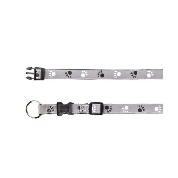 Trixie Halsband Silver Reflect - Pfotenmotiv - 35-55cm / 20mm - Trixie