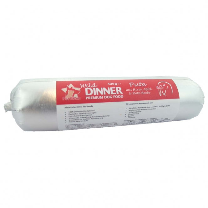 Wild Dinner Gourmet-Wurst Pute mit Hirse - 400 g - Pet-Star