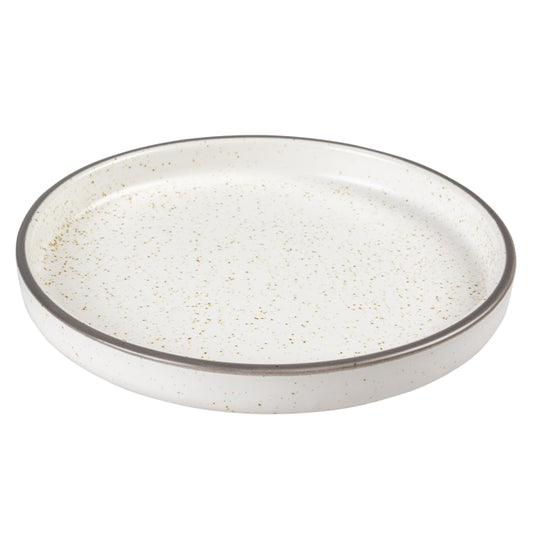Duvoplus flacher Keramiknapf Stone Speckle - weiß - DUVO