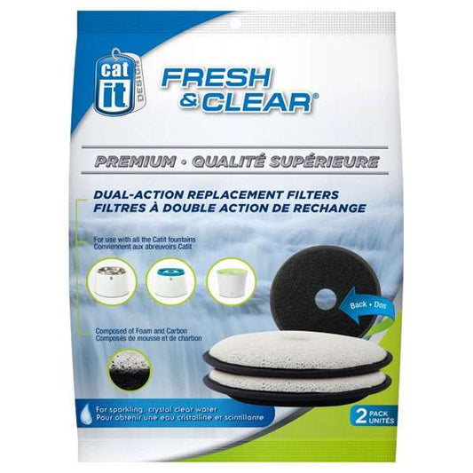 CATIT Premium-Ersatzfilter für Fresh&Clear Trinkbrunnen, 2er Set - CATIT