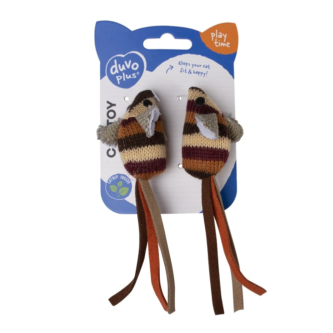 Duvoplus Cat Toy Knitted Mäuse braun - DUVO