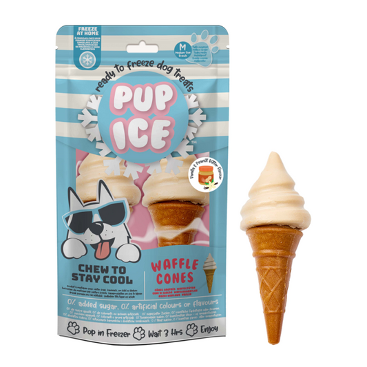 Pup Ice Waffle Cones Vanilla & Peanut Butter M - Imaginelles - Pup Ice