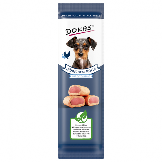 Dokas Dog Snack Hühnchen-Rolle mit Ente 10g - Dokas