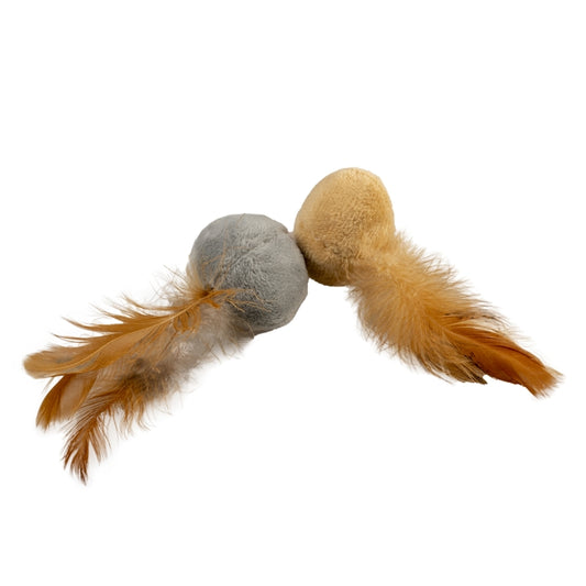 Duvoplus Cat Toy Cushy Bälle mit Federn braun/grau - DUVO